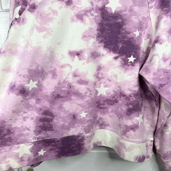 Wildfox Women's Purple Tie-Dye Star Print Pullover Sweatshirt Cropped Size XL - Picture 9 of 12